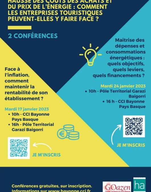 Conférences « Hausse des coûts des achats et du prix de l’énergie : comment les entreprises touristiques peuvent-elles y faire face ? »