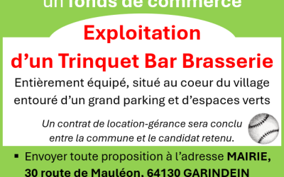 Location gérance Bar Restaurant Trinquet à Garindein